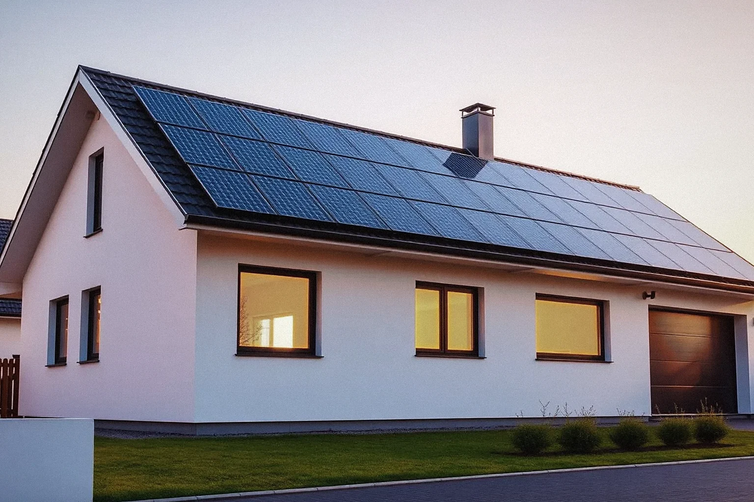 Einfamilienhaus mit Photovoltaik-Anlage auf dem Dach